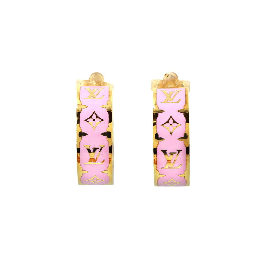 Louis Vuitton Nanogram Enamel Earrings, Pink Gold, M01831